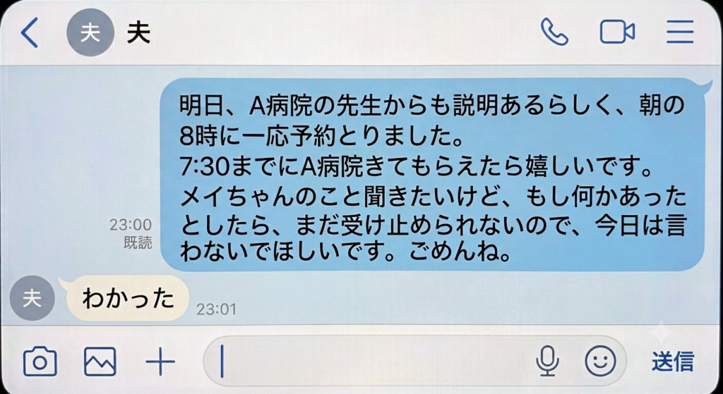 夫に送信したメール文面